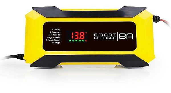 Carregador De Bateria Portatil Carro Moto 12v 8ah Automotivo Bivolt - 12V