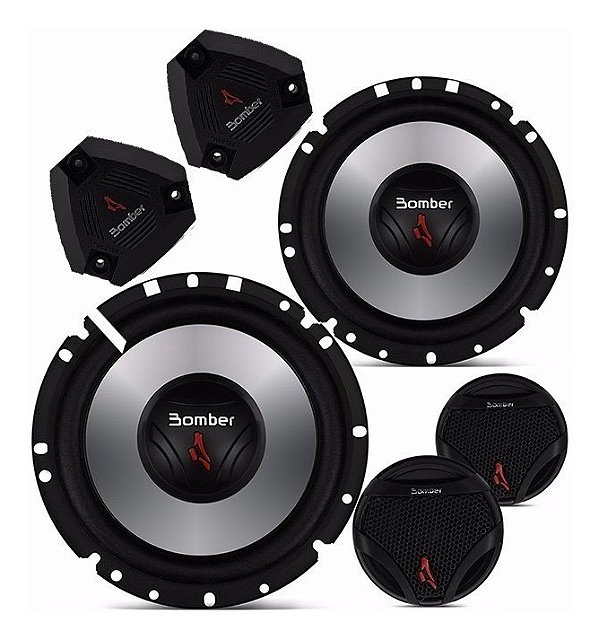 Kit 2 Vias Upgrade Alto Falante 6 Polegadas 200W Rms Par + Tweeter 120 Rms Par + Crossovers - Bomber