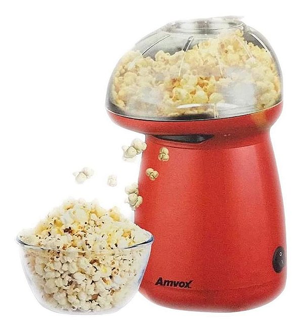Pipoqueira Elétrica Sem Óleo Ar Quente 1200W Vermelha - Amvox