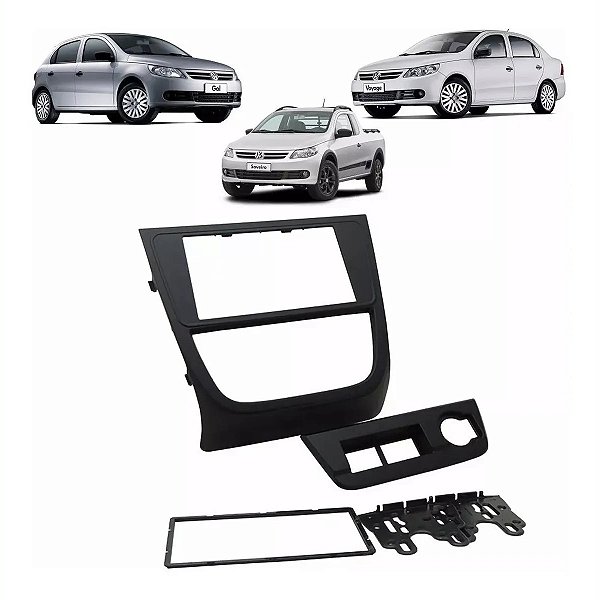 Moldura 2 Din Painel Volkswagen Gol Saveiro Voyage 2008 A 2012 G5 Com Suporte 3 Botões Black Piano - Fiamon