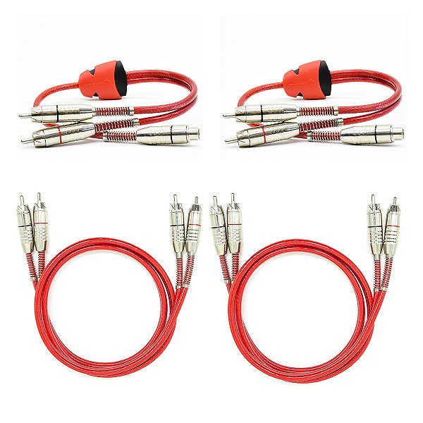 Kits Cabos Automotivo Rca E Y Blindado Vermelho - Stetsom