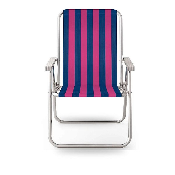 Cadeira de Praia Alta Rosa E Azul De Alumínio - Mor