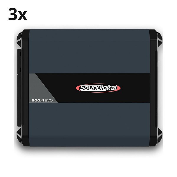 Kit 3X Módulo Amplificador Digital Soundigital Sd 800.4 Evo 4.0 800W Rms 2 Ohms 4 Canais Classe D - Soundigital