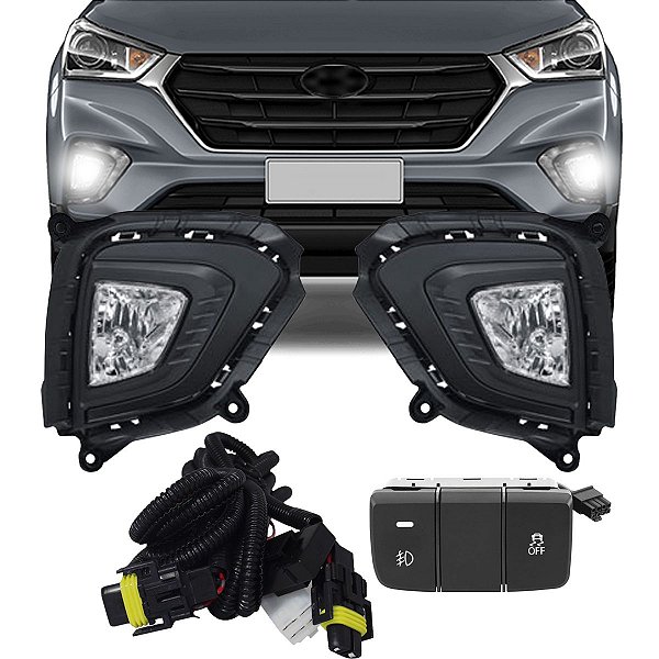 Kit Creta 2020 Moldura Preta Botao Modelo Original