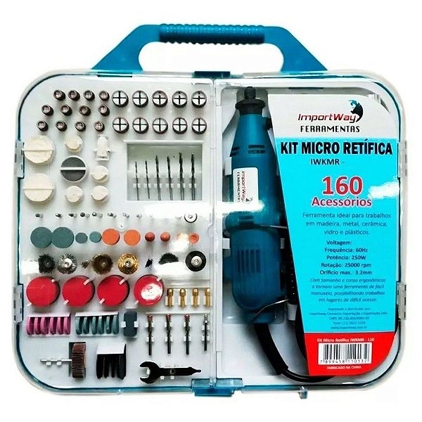 Kit Micro Retifica 160 Peças Potente 250W 25000Rpm 220V - Importway