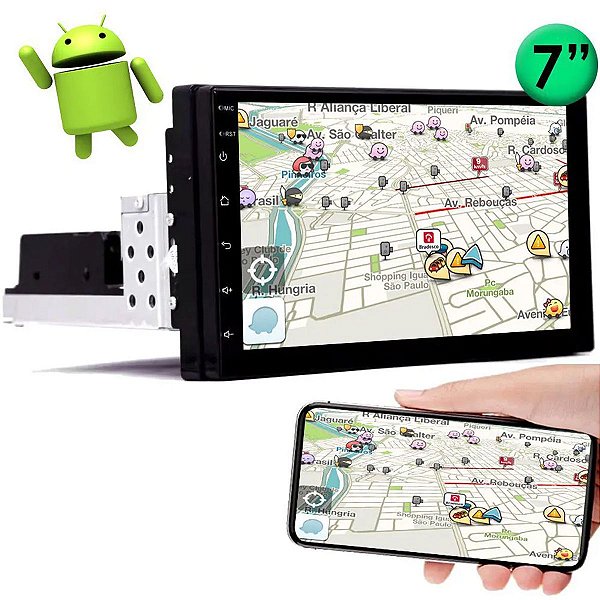 Multimídia Mp5 1 Din 7 Polegadas Sistema Android 11 Usb/Aux/Bt/Espelhamento de Tela Full Touch Ht-6722 - H-Tech
