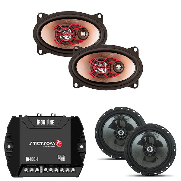 Kit 1X Par Alto-Falante Cx60Bk +  1X Par Alto-Falante B4X69 + Módulo Amplificador Ir400.4
