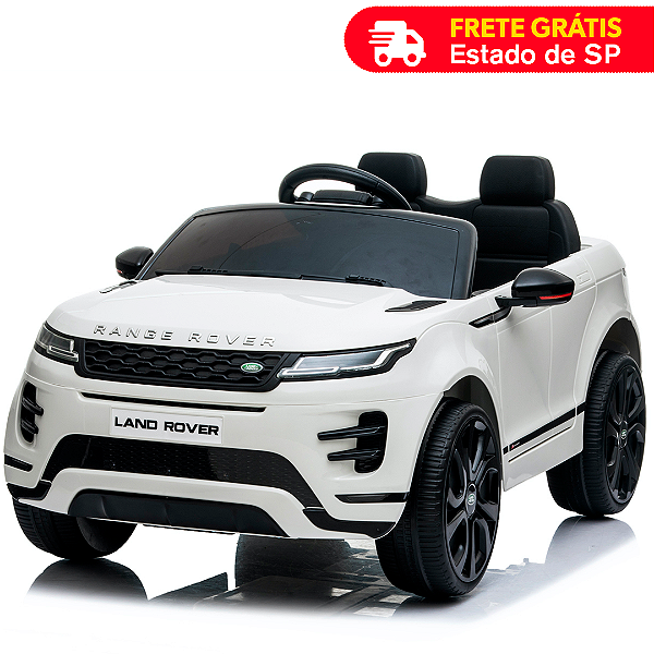 Carrinho Elétrico Land Rover Evoque Branco Infantil 12V Com Controle Remoto Faróis de Led Som Usb Mp3 Carro BW128