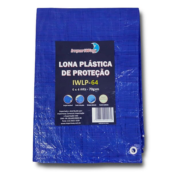 Lona Plástica 6m x 4m Azul Impermeável IWLP64 - Importway