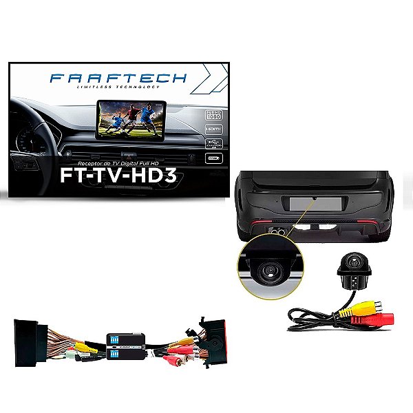 interface FT-VF-UC2 +  Receptor TV Digital Full HD FT-TV-HD3 + Câmera de Ré Tartaruga