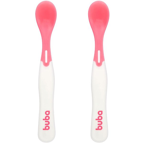Colher Termosensível Rosa Buba 38° Muda De Cor Anatômica Para Introdução alimentar 2 unidades