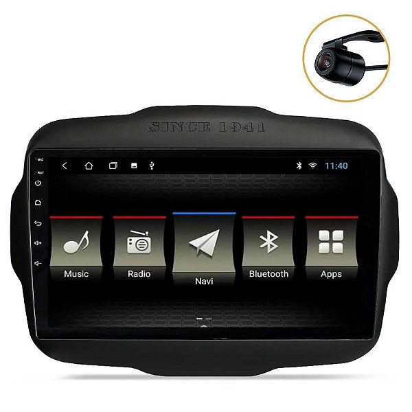 Kit Central Multimídia Jeep Renegade 9 Polegadas Android + Moldura + Câmera de Ré