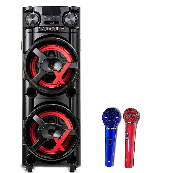 Kit Caixa de Som Amvox ACA 1300 + 2 Microfones