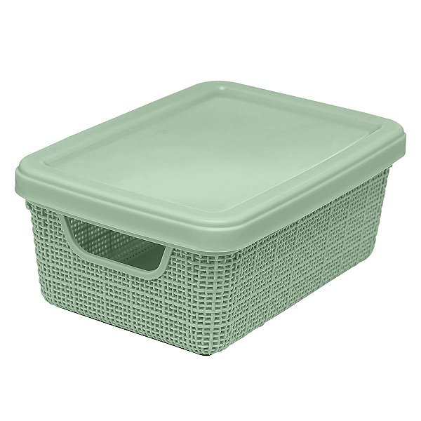 Caixa Organizadora Jaguar 1,8L Verde Menta Ideal Para Organização De Armários E Prateleiras Com Tampa - Jaguar