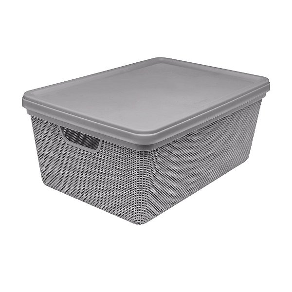 Caixa Organizadora Jaguar Juta 15 Litros Com Tampa Cor Cinza Retangular Para Prateleiras E Armários - Jaguar
