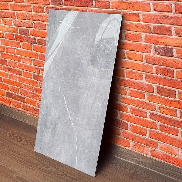 Kit 13 Pçs Revestimento de Parede 68x48cm Cimento Queimado com Calco Branco