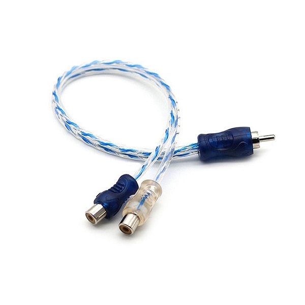 Cabo Y Azul Com Prata Transparente 4MM 1 Macho 2 Fêmeas Svart Dupla Blindagem Revestimento Em Pvc Flexível Tech One