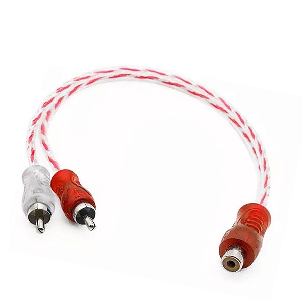 Cabo Svart Y Vermelho/Prata Injetado Transparente 4mm 1 Macho E 2 Fêmeas Dupla Blindagem Revestimento Em Pvc Flexível