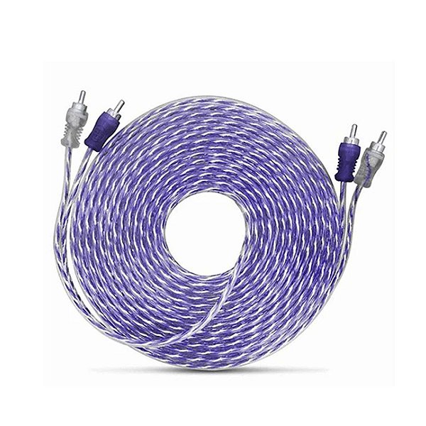 Cabo Injetado Rca Roxo Com Prata 4mm 5m Plug Em Metal Blindagem Contra Interferências Linha Svart TechOne