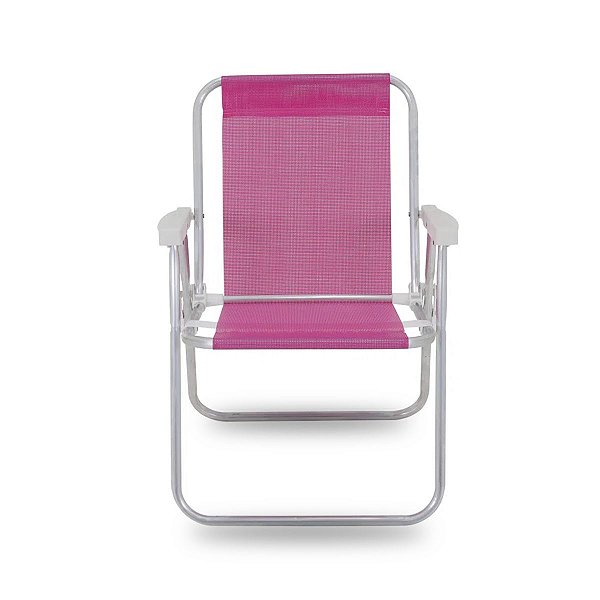 Cadeira de Praia Alta Rosa De Alumínio Com Encosto - Bel