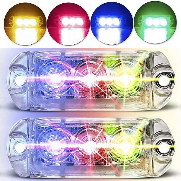 5 Pares De Farol RGB Endereçável AJK Com 3 LEDs De 6W Versátil E Personalizável Com Lente Em Policarbonato Resistente