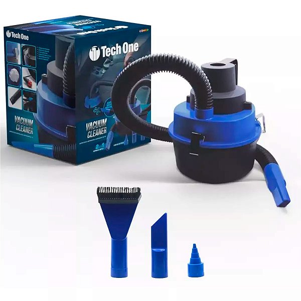 Aspirador De Pó E Líquidos 2L Automotivo Portátil 12V Com Potência 90w Com Filtro E 3 Bicos E Escova