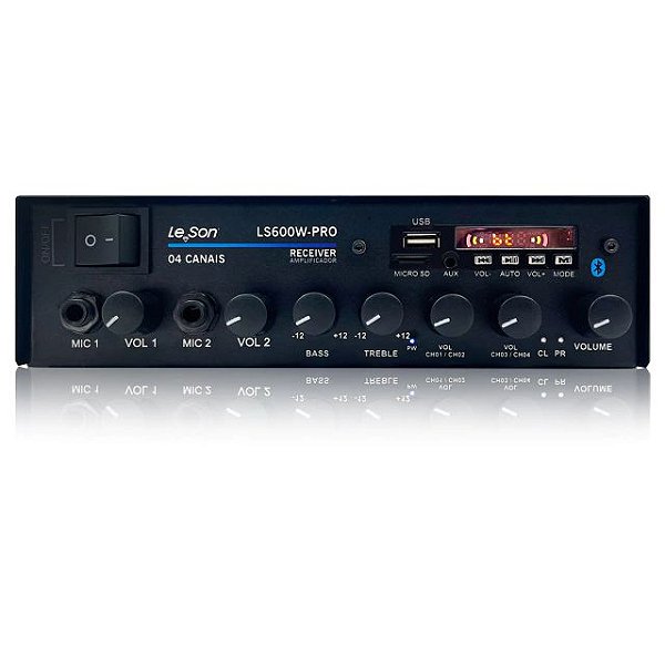 Receiver LS600W Pro Perfeito para Pequenos Projetos 4 Canais de Saída PMPO 600w Impedância Minima 2 Ohms