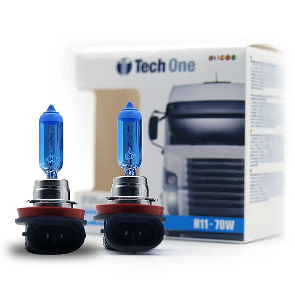 LAMPADA AUTOMOTIVA HALOGENA SB H11 24V 70W 8500K CAMINHAO PAR MARCA TECH ONE