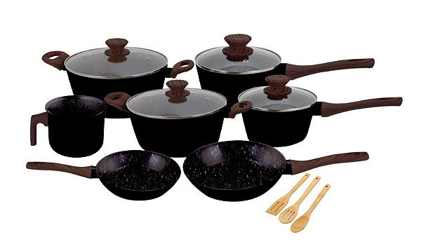 Jogo de Panelas 10 Peças Style Cook Black Cerâmica Com Indução