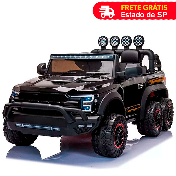 Carrinho Elétrico Mini Picape 12v 6 Rodas Reproduz MP3 Suspensão Cinto de Segurança Banco Importway Suporta 35Kg