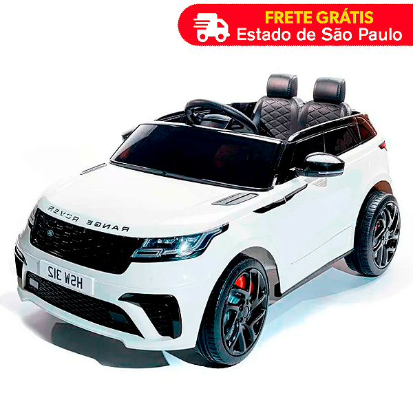 Carrinho Elétrico Infantil Range Rover Velar Branco Com Led Luzes MP3 Farol SD Controle Remoto
