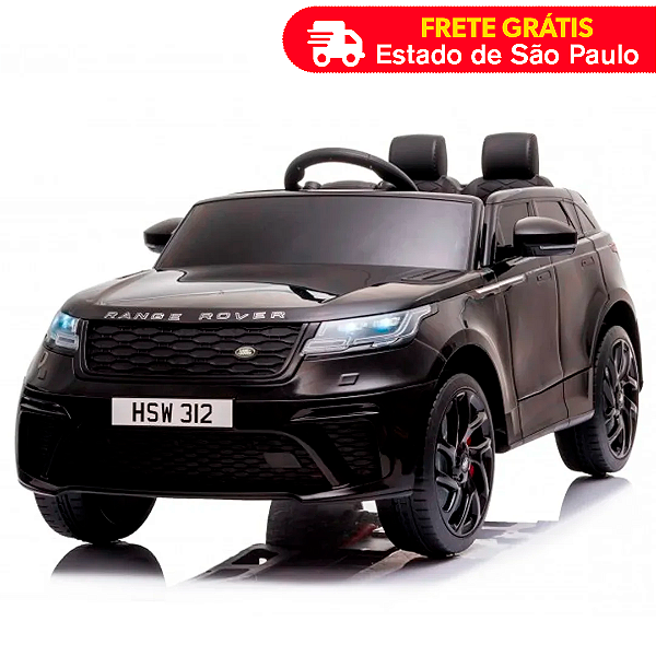 Carrinho Elétrico Infantil Land Range Rover Velar Preto Com Led Luzes MP3 Farol SD Controle Remoto