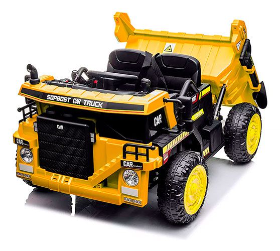 Carrinho Elétrico Mini Caminhão Elétrico com Caçamba Importway Amarelo Escavadeira Luz Som Bivolt Suporta até 30kg
