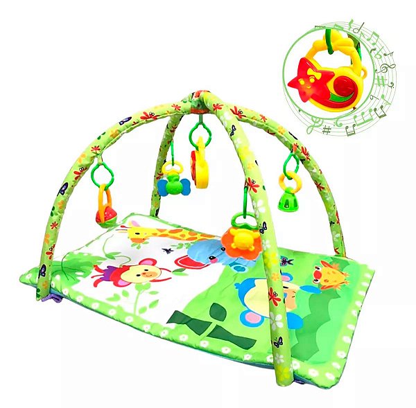 Tapete Musical Infantil com Mobiles e Desenhos de Bichos Importway