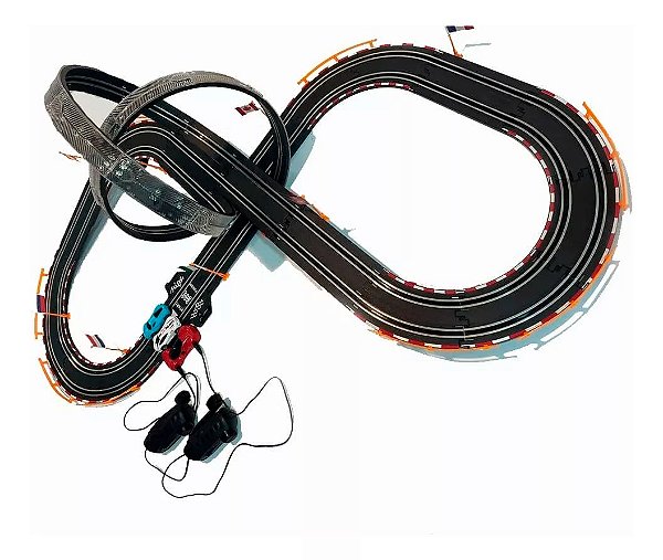 Autorama Crazy Track Infantil com 2 Loopings 360º Controle 2 Carrinhos 1:64