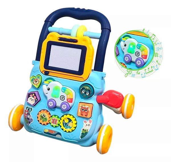 Andador Equilibrio Infantil Didático Azul Brinquedos Removíveis Com Som  Empurrador Importway - Auto Equip