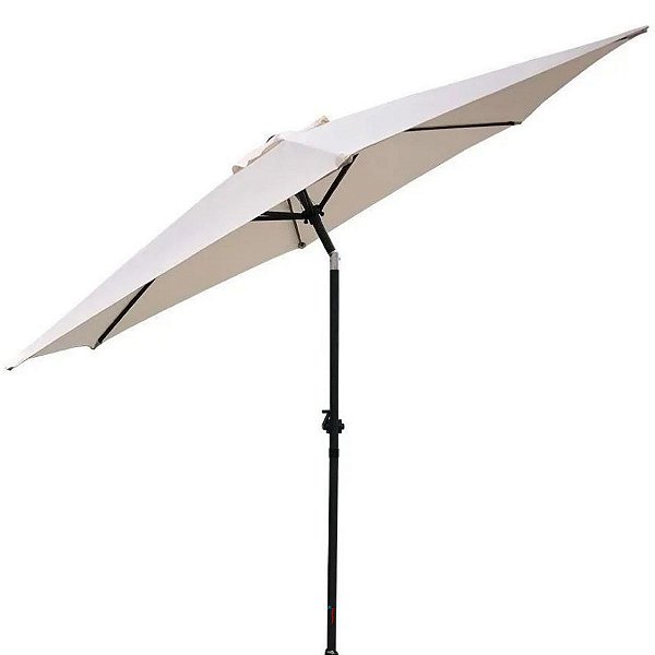 Ombrelone Guarda Sol Branco Articulado 2,70m Alumínio Cobertura Poliéster Proteção UV Praia Piscina Área Externa Jardim