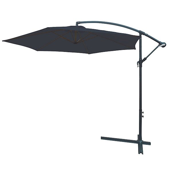 Ombrelone Suspenso Azul com Base 2,45M Importway Com Capa Cobertura 3M Proteção UV Praia Piscina Área Externa Garden
