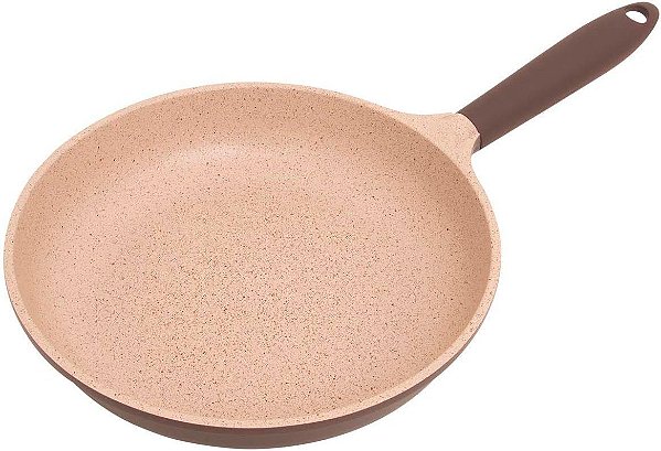 Frigideira Belga Revestimento Cerâmico 24cm de Diâmetro 1,7L Fogão Indução Marca MTA Cor Marrom Qualidade A+