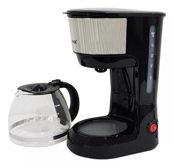 Cafeteira Elétrica 600W 18 Xícaras Amvox Corta Pingos Jarra de Vidro 750ml Inox 220V