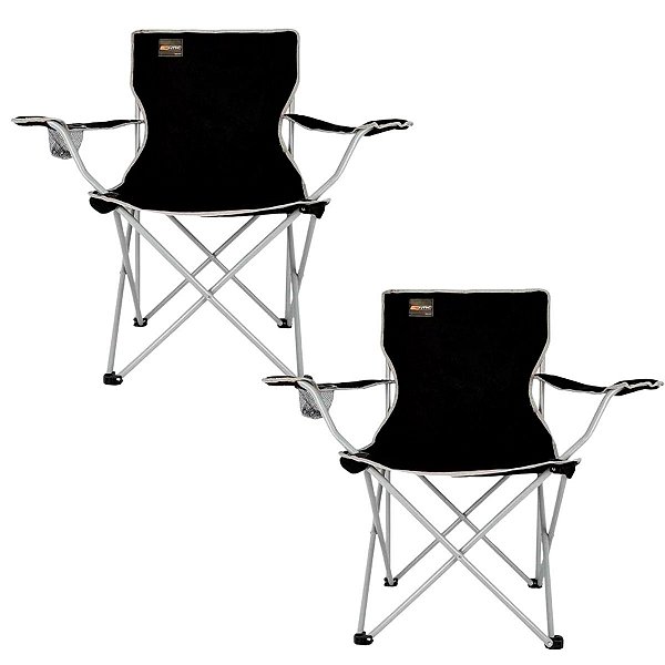 2 Cadeiras Preta Praia Pesca Camping Com Apoio para Latinha Suporta 95kg Material Resistente Marca Nautika