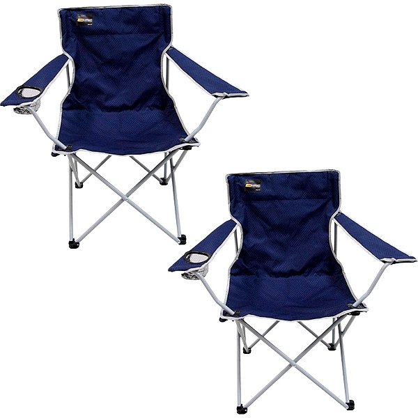 2 Cadeiras Azul Praia Pesca Camping Com Apoio para Latinha Suporta 95kg Material Resistente Marca Nautika