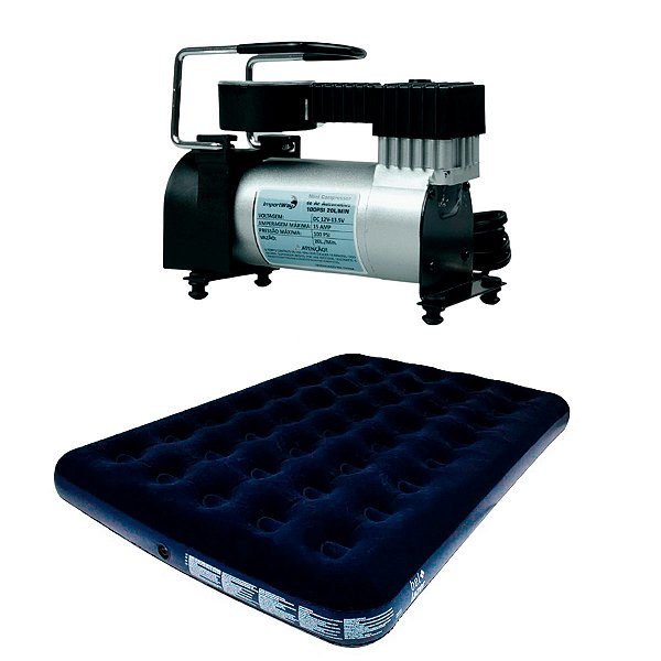 Mini Compressor De Ar Automotivo 150PSI + Colchão De Ar Inflável Casal Multiuso Suporta 200 Kg