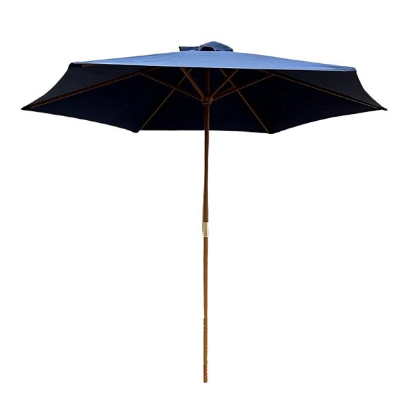 Ombrelone Central de Madeira 2,4m Diâmetro Azul Super Resistente Piscina Jardim Material de Qualidade