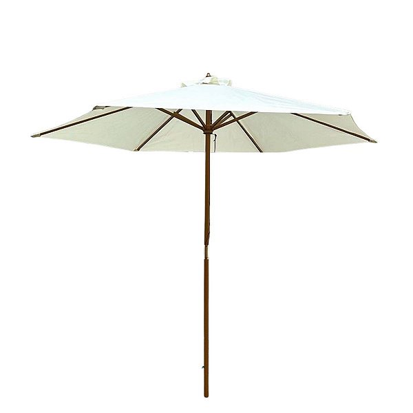 Ombrelone Central de Madeira 2,4m Diâmetro Branco Super Resistente Piscina Jardim Material de Qualidade