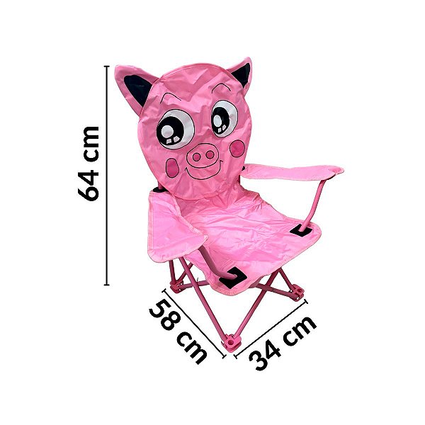 Cadeira Infantil Camping Praia Porquinho Urso Panda Com Apoio de Braço Importway Suporta Até 25Kg