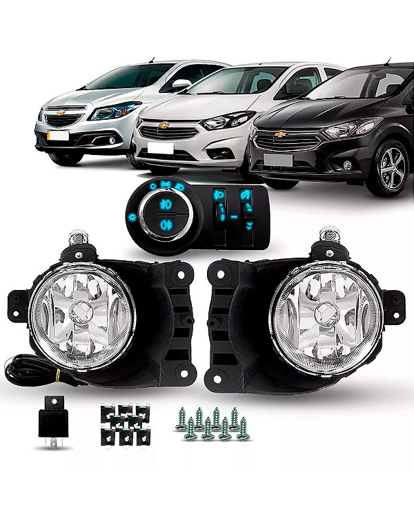 Kit Farol Milha Sem Grade Com Neblina Traseira Onix Prisma Spin 2018 e 2019 - Shocklight