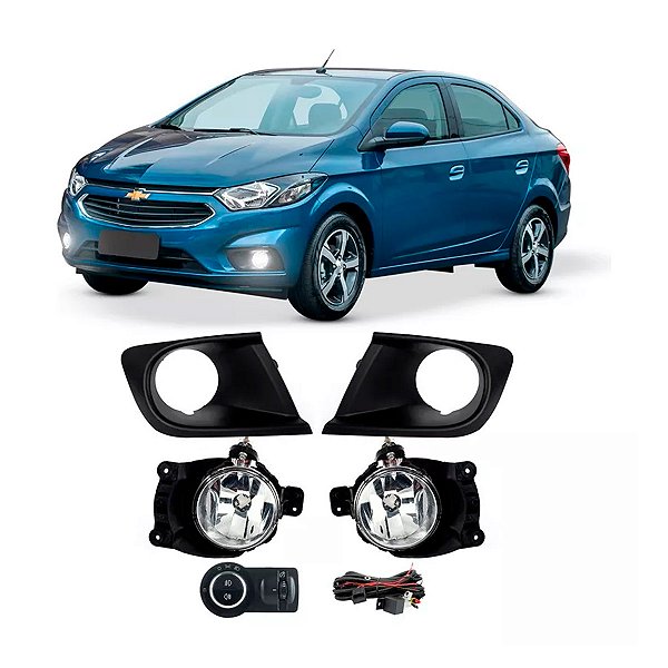Kit Farol Auxiliar de Milha Com Moldura Onix LT Prisma LT 2018 2019 - Shocklight