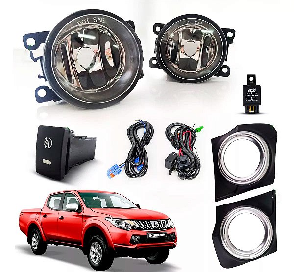 Kit Farol de Milha Triton L200 2017 à 2020 Iluminação Auxiliar Visibilidade Noturna