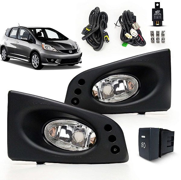 Kit Farol de Milha Aux Fit 2009 até 2011 Botão Módulo Original